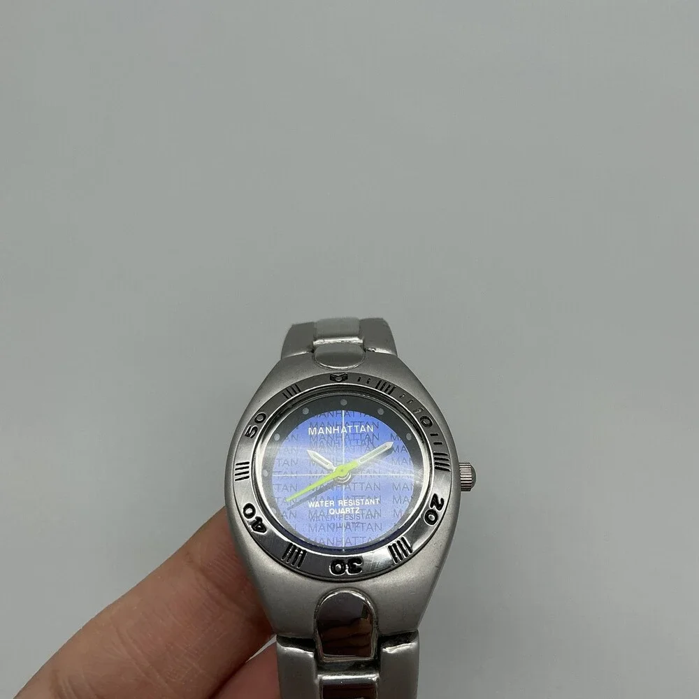 Manhattan Womens Watch 28mm Blue Dial Stainless Steel New Battery 7.75